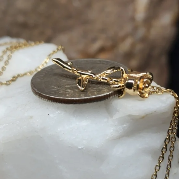 Minimalist Jewelry Dainty Rose pendant 14K Gold plated Hypoallergenic